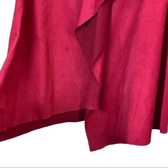 Vintage Sooki Collection Red Faux Suede Wrap Skirt Size Medium - Picture 3 of 7